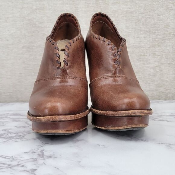 Ugg Jamison Whipstitch Ankle Boots Bootie Brown Leather Women's Heeled Platforms - Picture 4 of 15